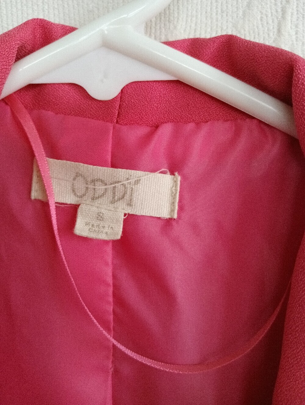 Oddi Hot Pink Blazer Open Front Ruched 3/4 Sleeve Small - Picture 6 of 9